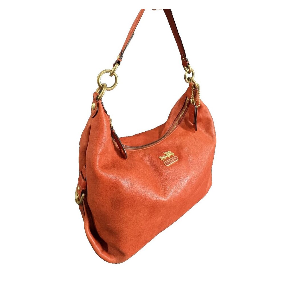 Coach Madison Women's High-quality Leather Hobo Shoulder Bag Burnt Orange - Picture 9 of 16